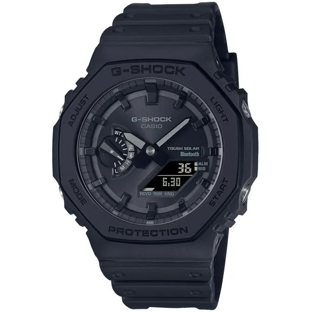 【CASIO 卡西歐】G-SHOCK 藍牙 太陽能 八角防護構造雙顯手錶  情人節 父親節 禮物(GA-B2100-1A1)