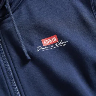 【EDWIN】男裝 網路獨家↘率性風格LOGO連帽拉T外套(丈青色)
