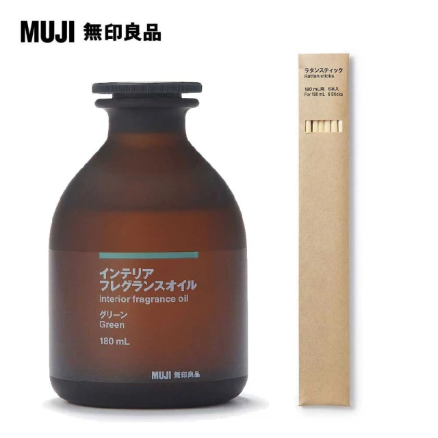 MUJI 無印良品 空間芬香油/180ml.綠意+專用藤枝/180ml用.6入