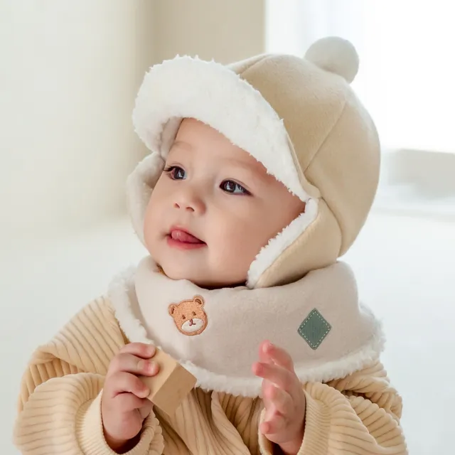 【Happy Prince】韓國製 Dearbi奶白雪絨內裡嬰兒童圍兜(保暖寶寶圍巾圍兜口水巾)