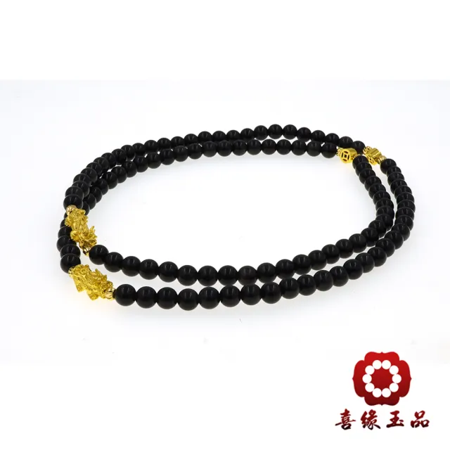 【喜緣玉品】黑曜石 貔貅好事成雙 108顆念佛珠(新款)