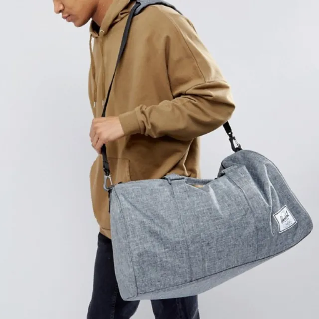 【Herschel】Novel 灰黑 麻灰 帆布提把 帆布 防潑水 大容量 手提 斜背 側背 登機 旅行 提袋(側邊有鞋袋)