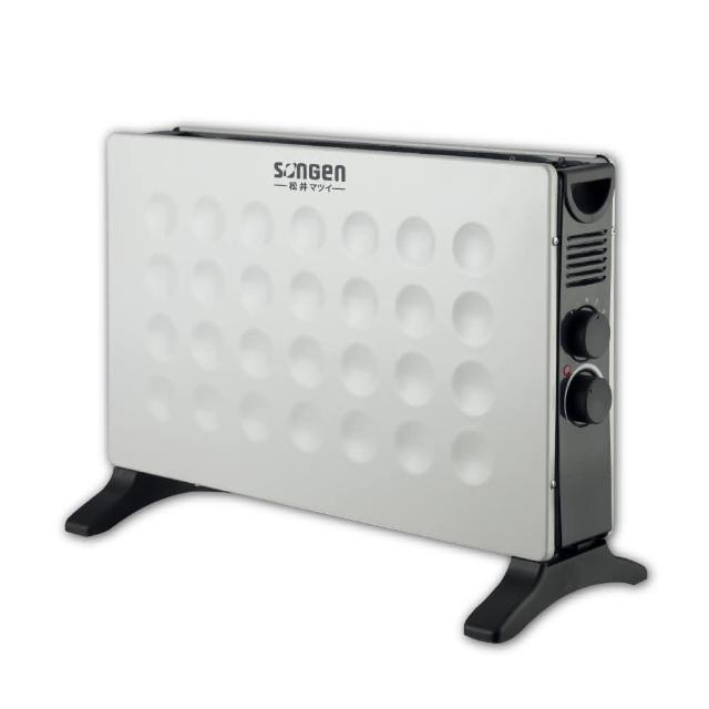 SONGEN 松井對流式溫控電暖器 SG-713RCT，採用電膜技術，無光害、無噪音、無耗氧、無輻射，附具渦輪風機增強熱氣擴散，提供強弱兩檔加熱功能，適合居家使用。產品尺寸 W590xD210xH370mm，外箱尺寸 W598xD135xH397mm，重量 3KG，電壓 110V 60Hz，符合 BSMI 許可標準。