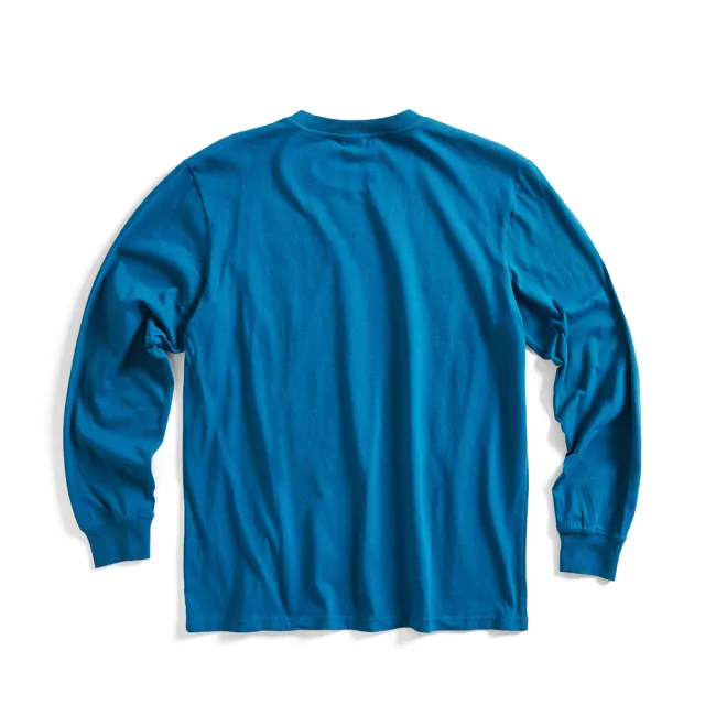 【EDWIN】男裝 網路獨家↘圓標LOGO長袖T恤(土耳其藍)