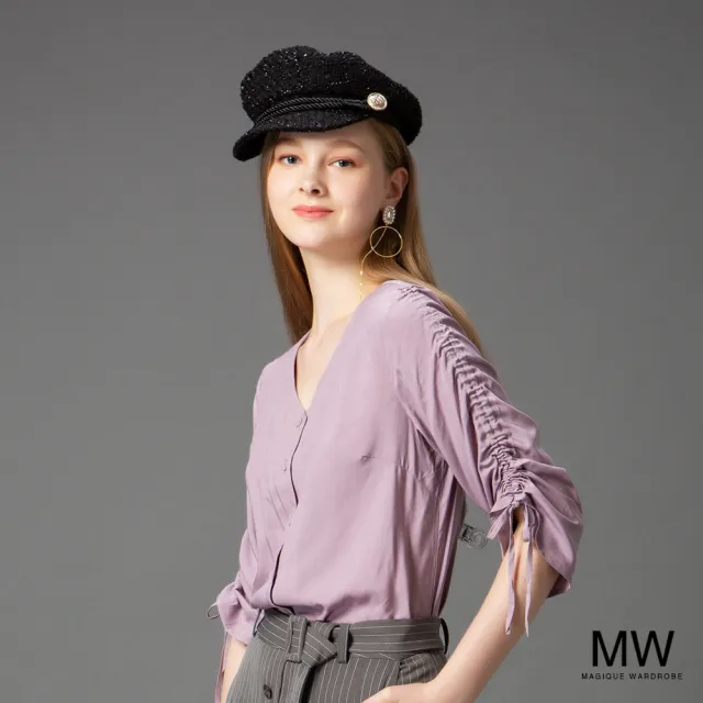 【MAGIQUE WARDROBE】V領造型綁帶袖上衣(2色)