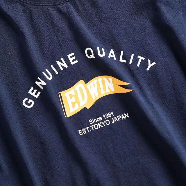【EDWIN】男裝 網路獨家↘勝利旗幟LOGO長袖T恤(丈青色)