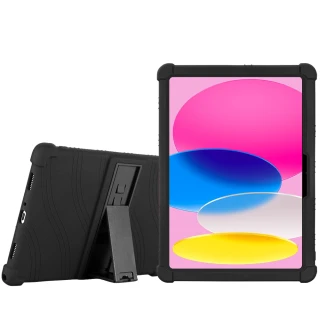【VXTRA】2022 iPad 10 第10代 10.9吋 全包覆矽膠防摔支架保護軟套-黑