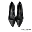 【TINO BELLINI 貝里尼】巴西進口牛皮素面尖頭中低跟鞋FWCT032(黑)