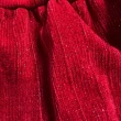 【橘魔法】閃閃花邊領細刷絨長袖洋裝+蝴蝶結髮圈(連衣裙 連身裙 大紅 過年 新年 女童 童裝 保暖)