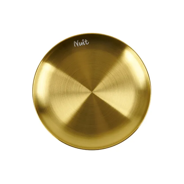 【NUIT 努特】304不鏽鋼金色圓盤 20cm 金色餐具 不鏽鋼盤 不鏽鋼碗 露營 金盤 戶外 居家(NTD65GD)