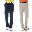 【Lynx Golf】男款日本進口布料保暖舒適後腰LOGO織帶隱形拉鍊造型平口休閒長褲(二色)