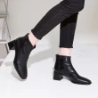 【FAIR LADY】芯太軟 時髦彈力皮革方頭短靴(黑、8B2568)
