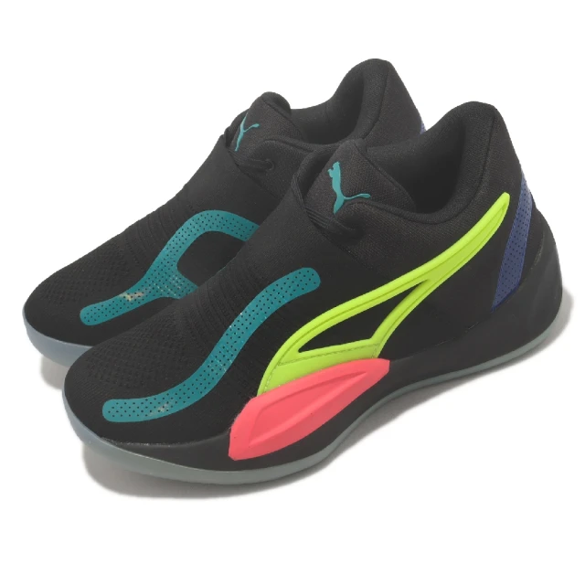 【PUMA】籃球鞋 Rise Nitro 男鞋 黑 螢光黃 橘 藍 氮氣 內靴式襪套 支撐 穩定 運動鞋(37701203)