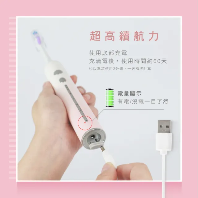【KINYO】漸層音波電動牙刷(附刷頭x2ETB-820)