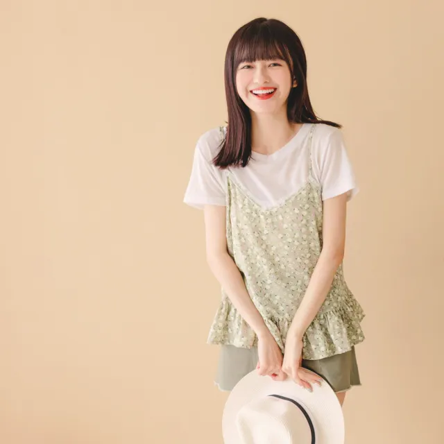 【OB 嚴選】蕾絲碎花傘襬ALine可調細肩帶背心 《AB15862》