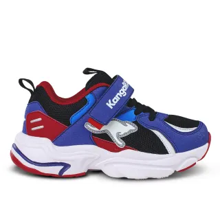 【KangaROOS 美國袋鼠鞋】雙11 童 FUSION 越野老爹鞋 藍/紅/黑-KK01296(藍/紅/黑-KK01296)