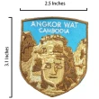 【A-ONE 匯旺】柬埔寨吳哥窟金微笑立體磁鐵+柬埔寨 吳哥窟 布藝徽章2件組外國地標磁鐵 紀念磁(C87+309)