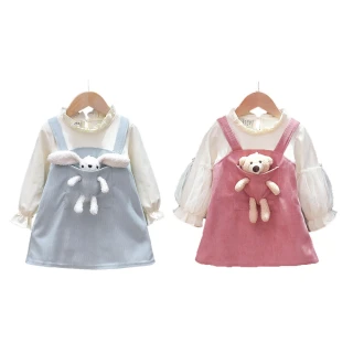 【Baby 童衣】任選 假兩件式雪紡洋裝 女童洋裝 可愛洋裝  氣質洋裝 88949(藍色雪紡洋裝)