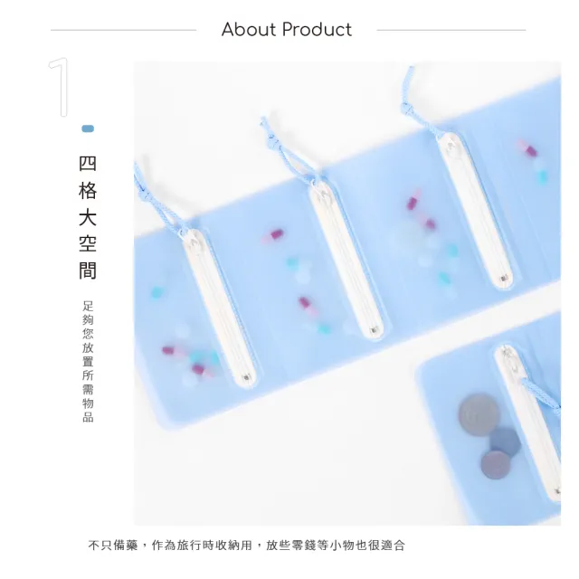 【OO生活輔具】軟式4格攜帶型藥袋(藥品收納袋 分裝藥盒  隨身藥盒)