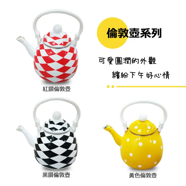 彩繪琺瑯壺 黃色倫敦壺 1.5L(台灣製造 304不鏽鋼 茶壺 熱水壺)