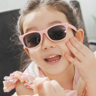【ALEGANT】兒童專用俏皮粉中性輕量彈性太陽眼鏡飛行員偏光墨鏡(時尚UV400飛行員款偏光墨鏡)
