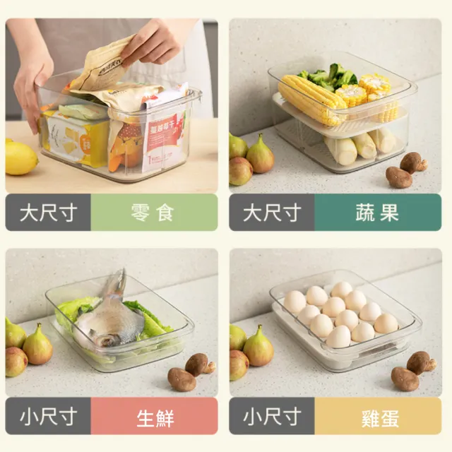 【熊爸爸大廚】簡約風可疊加分類冰箱收納盒(小號二入)