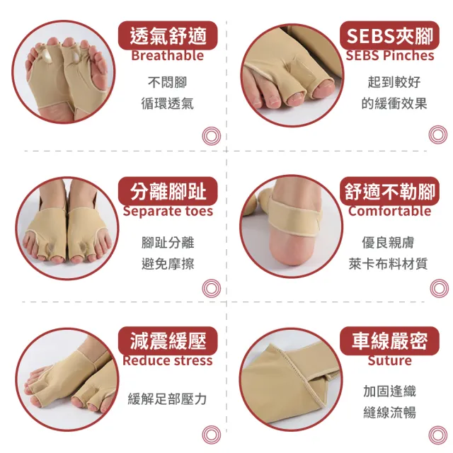 雙趾分趾護腳套 拇指外翻保護套-1對裝(姆指分趾 姆趾套 腳趾外翻襪　姆趾套)