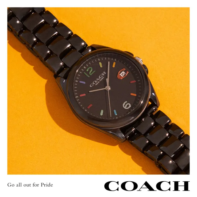 【COACH】Greyson 彩色刻度C字陶瓷女錶-36mm 雙11 優惠(CO14503927)