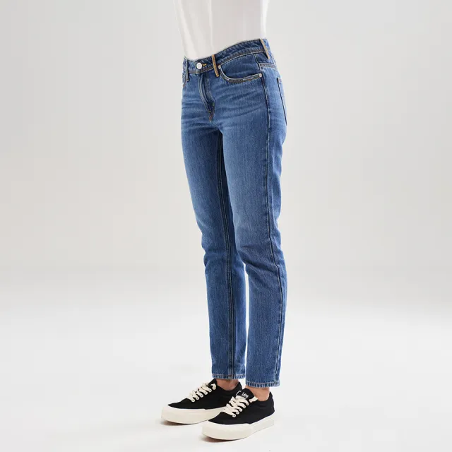 【Lee】出清品-女裝 牛仔褲 / 401 中腰標準小直筒 九分褲 中深藍洗水(LL220243303)