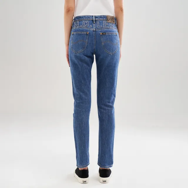 【Lee】出清品-女裝 牛仔褲 / 401 中腰標準小直筒 九分褲 中深藍洗水(LL220243303)