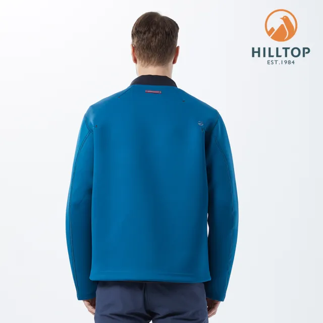 【Hilltop 山頂鳥】Breeze Pro Fleece 男款彈性V領保暖刷毛外套 PH22XMZ5 藍綠