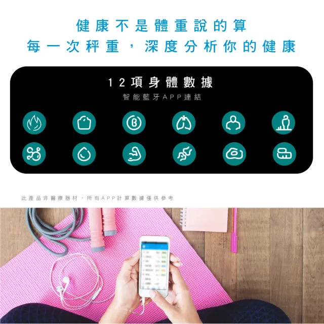 【WISER精選】健康管家藍牙體重計/健康秤/家用體脂計(12項健康管理數據APP)
