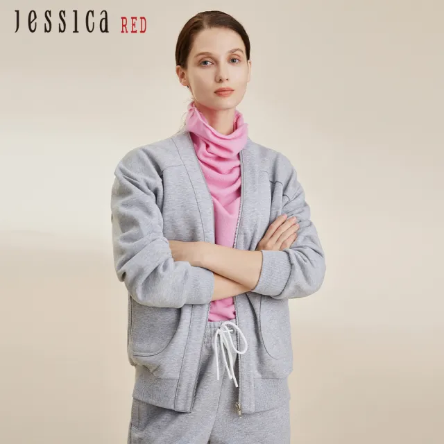 【Jessica Red】休閒百搭簡約拉鏈棉質外套82434A