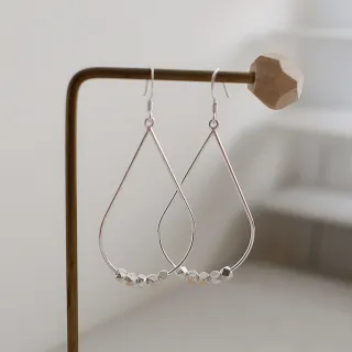 【BLUMA】925純銀大耳環 銀礦水滴耳環(小石塊鏤空水滴 親膚 簡約 時尚 飾