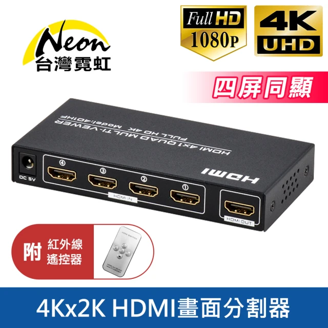 台灣霓虹 4Kx2K HDMI四進一出畫面分割器