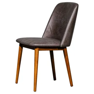 【H&D 東稻家居】復古工業風實木皮革餐椅(實木 皮革 餐椅 椅子)