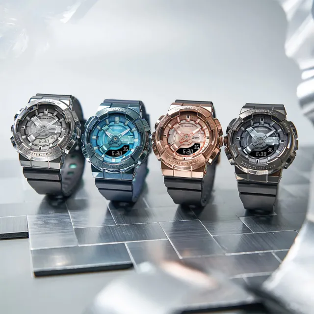 CASIO 卡西歐】G-SHOCK 金屬色雙顯電子錶-百搭銀女王節(GM-S110-1A