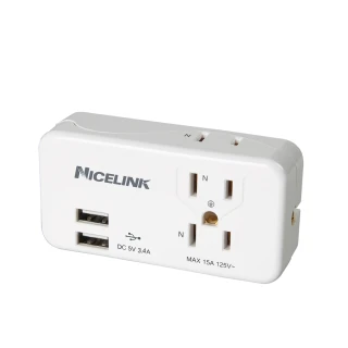 【NICELINK 耐司林克】2入組3座2+3孔雙USB擴充插座(/壁插/轉接頭3.4A快充 EC-M03MU3)
