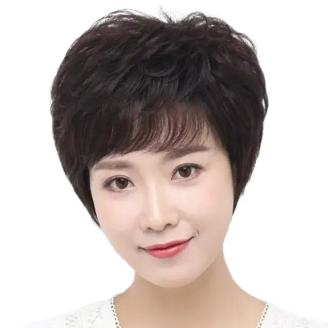 【巴黎精品】現貨+預購 女假髮整頂真髮透氣假髮片輕量假髮免打理隱形增髮整頂假髮(蓬鬆短捲髮中老年p1ad35)