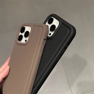 【LOYALTY】iPhone14Plus/14Pro/14ProMax高級感莫蘭迪色系純色矽膠邊框手機保護殼 黑色