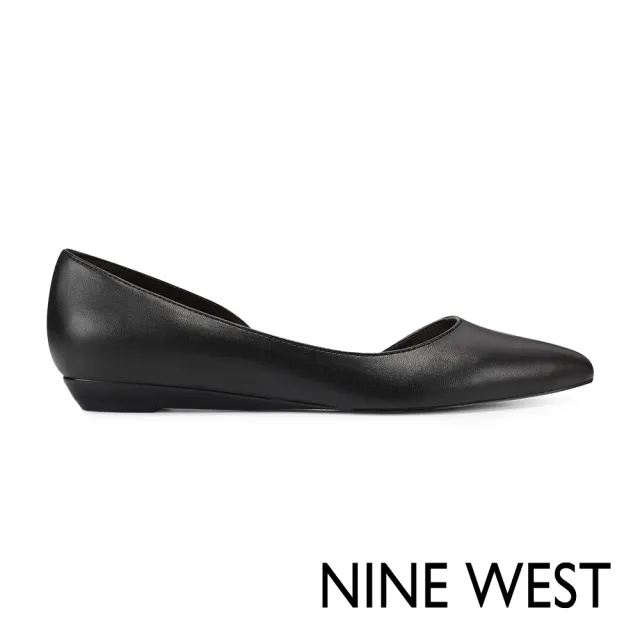 【NINE WEST】7SAIGE3 小羊皮尖頭平底鞋-黑色