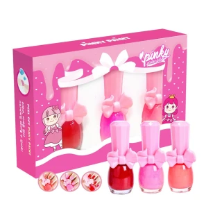 【韓國Pink Princess】兒童可撕安全無毒指甲油三件套(兒童美甲 交換禮物)