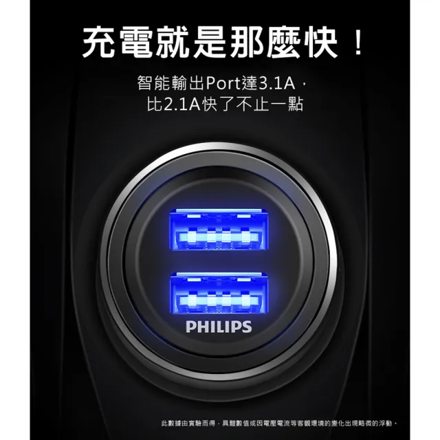 【Philips 飛利浦】DLP3520N 全金屬迷你車充(送A to L充電線125cm超值組)