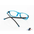 【Z-POLS】兒童專用 黑藍配色TR90彈性輕量材質濾藍光眼鏡(濾藍光兼具抗UV400居家上課必備)