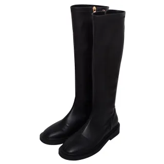 【Ann’S】有彈性的經典素面平底及膝長靴3cm-版型偏小(黑)