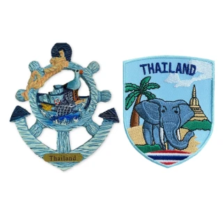 【A-ONE 匯旺】泰國船錨辦公磁鐵+泰國 大象 刺繡布標2件組紀念磁鐵療癒小物(C165+188)