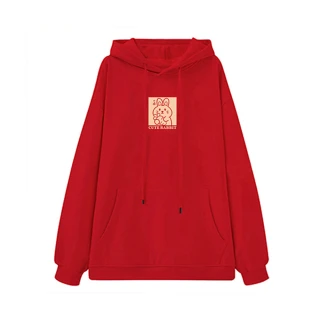【MsMore】萌兔年新款紅色拜年連帽T長袖寬鬆中長上衣#115084(3色)