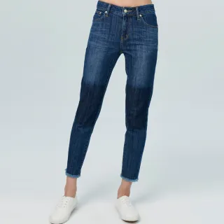 【BOBSON】女款中腰毛鬚褲口八分褲(8178-53)