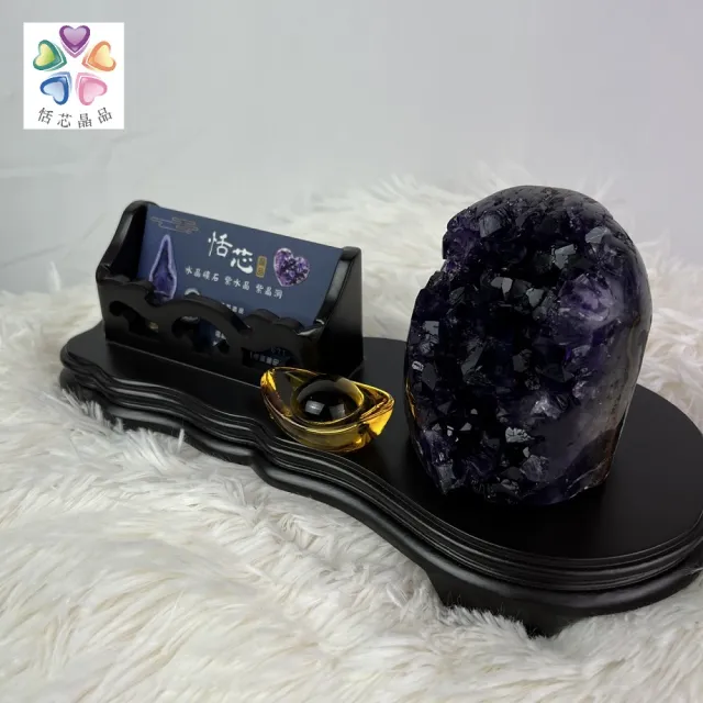 【恬芯晶品】頂級烏拉圭紫水晶帝王紫AA3贈名片座(頂級帝王紫烏拉圭紫水晶名片座招財開運風水財運業績提升)