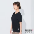 【Mollifix 瑪莉菲絲】TRULY坑條厚磅短袖上衣、瑜珈服(黑)